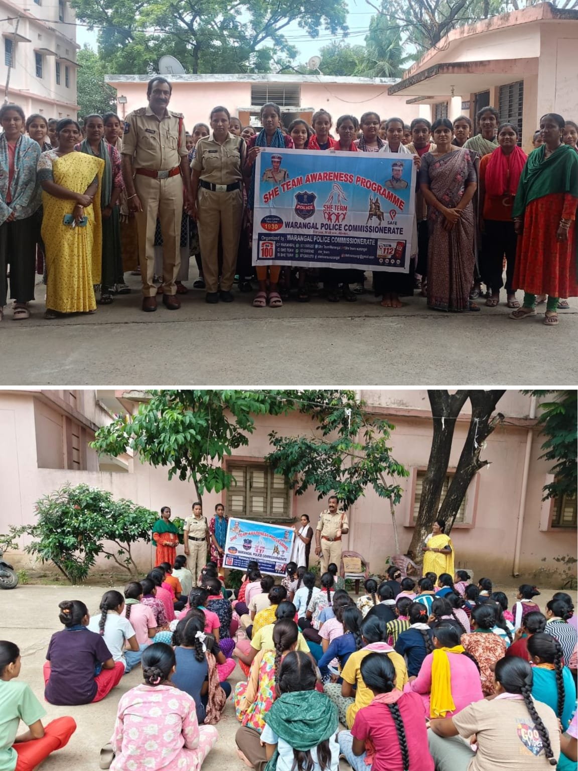 మహిళల భద్రత మరియు టీ -సేఫ్ అప్ గురించి హన్మకొండ  లోని ప్రభుత్వ గిరిజన ఆశ్రమ ఉన్నత పాఠశాల నందు షీ టీం ఎస్సై  రామారావు  గారి అవగాహన సదస్సు.