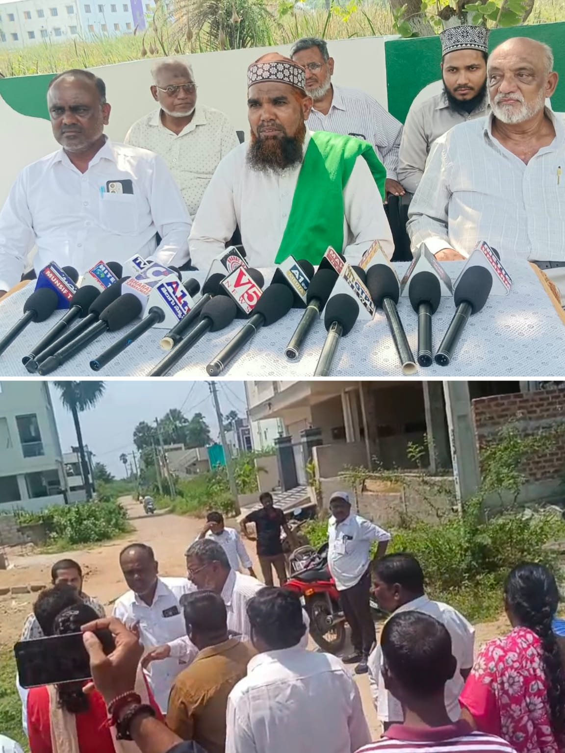 వక్ఫ్‌ భూముల సర్వేకు అడ్డంకులు అధికారులు,దర్గా కమిటీ సభ్యులతో భూకబ్జాదారుల వాగ్వాదం..దాడికి యత్నం